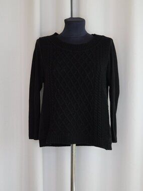 MaxMara Cable Knit Black Wool Sweater Sz M